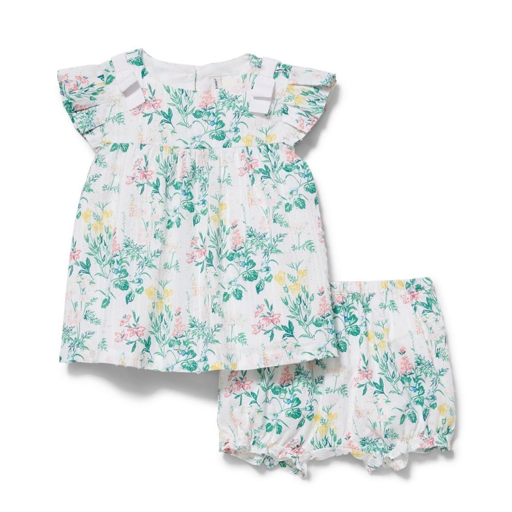 Janie and Jack 3-6 months baby girl floral print matching set